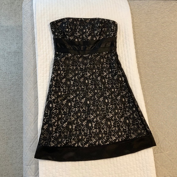 Black Lace Strapless Dress - Picture 1 of 10